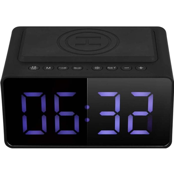 Volkano Awake Plus Series Alarm Clock with Wireless Charging and Speaker Black VK-8251-BK
