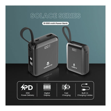 Volkano Solace Series 10000mAh Powerbank Black VK-9039-BK