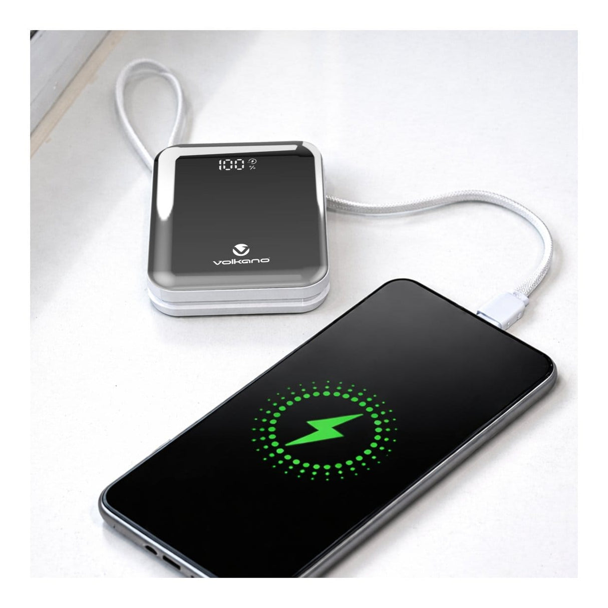 Volkano Solace Series 10000mAh Powerbank White Silver VK-9039-WT/SL