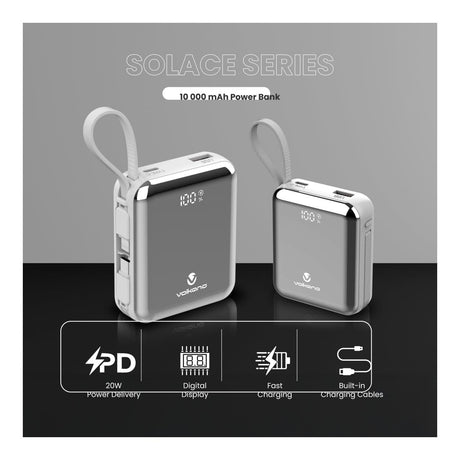 Volkano Solace Series 10000mAh Powerbank White Silver VK-9039-WT/SL