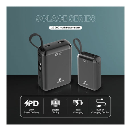Volkano Solace Series 20000mAh Powerbank Black VK-9040-BK