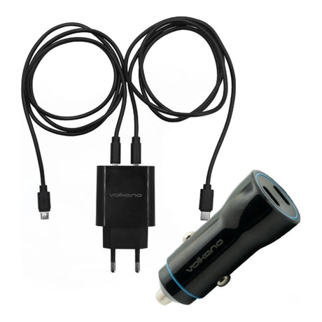 Volkano Cupla Series 3.1A Dual Output Charger + Volkano Cruise Duo Series Car Charger VK-BUN-13