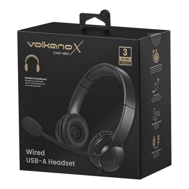 VolkanoX Chat Mk2 Series Wired USB Headset Graphite VKX-212-GT