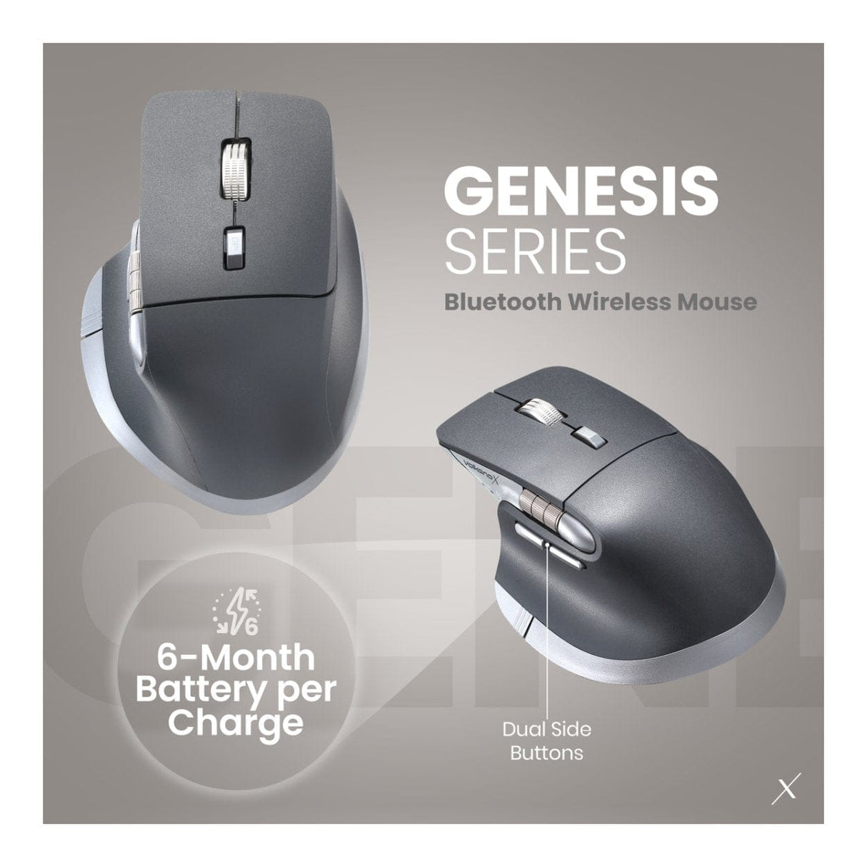 Volkano Genesis Series Bluetooth Wireless Mouse Black VKX-215-BK