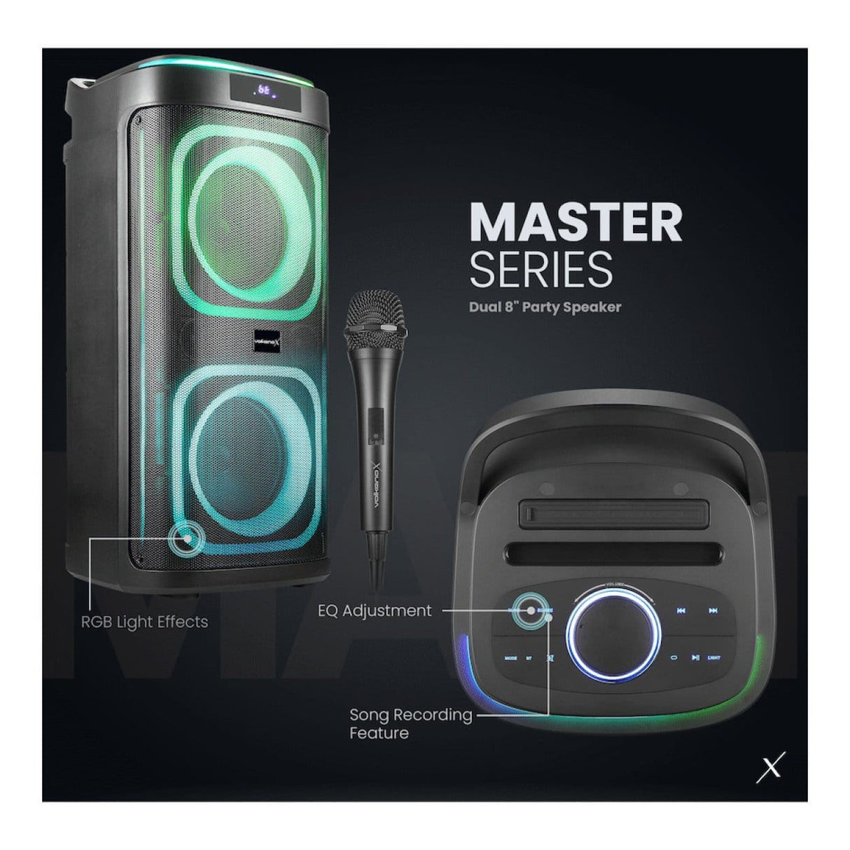 VolkanoX Master Series Dual 8 Party Speaker VKX-3901-D8-BK