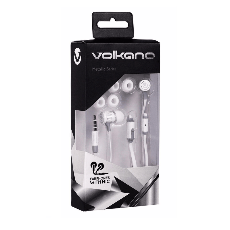 Volkano Metallic Series Earphones with Mic White VMS201-WHT
