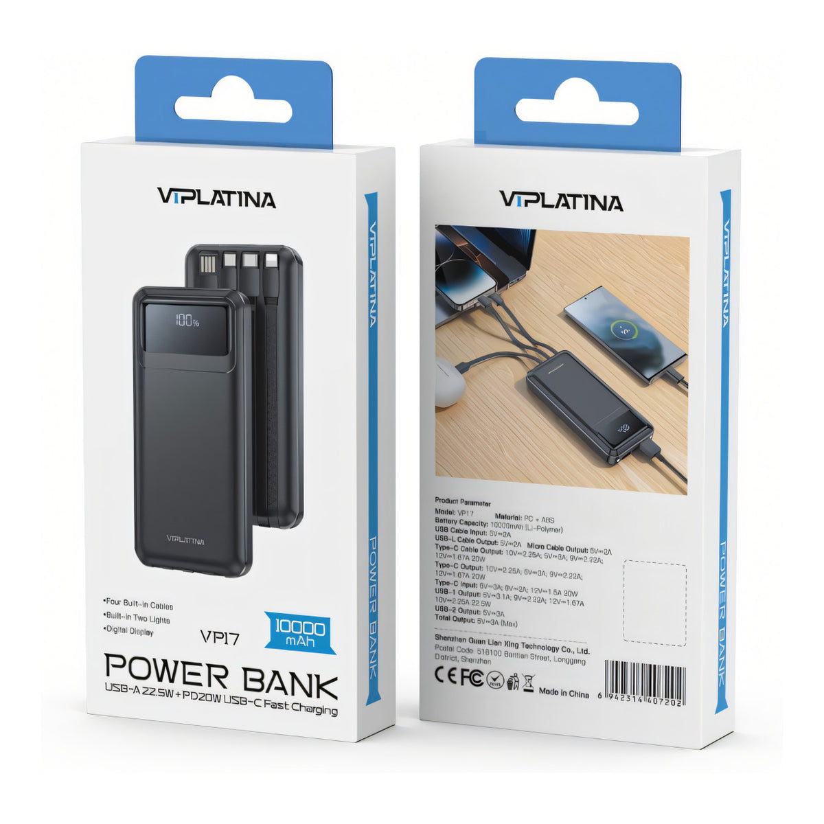 VIPLATINA VP17 10000mAh Power Bank