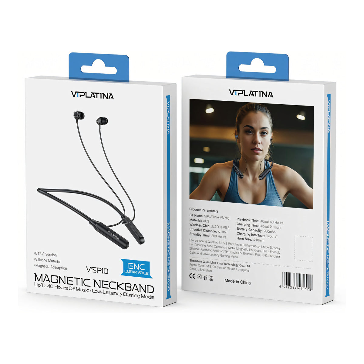 VIPLATINA VSP10 Magnetic Neckband Bluetooth Earphones