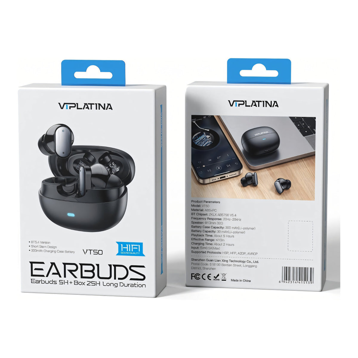 VIPLATINA VT50 True Wireless Bluetooth Earbuds