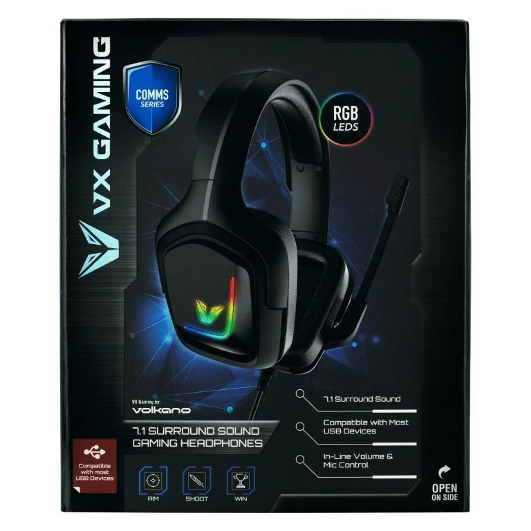 VX Gaming Comms Series 7.1ch Wired USB Headset - Black VX-112-BK