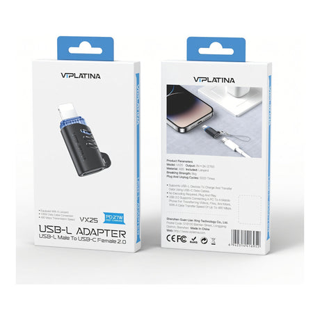 VIPLATINA VX25 USB-L Male to USB-C Female 2.0 Adapter