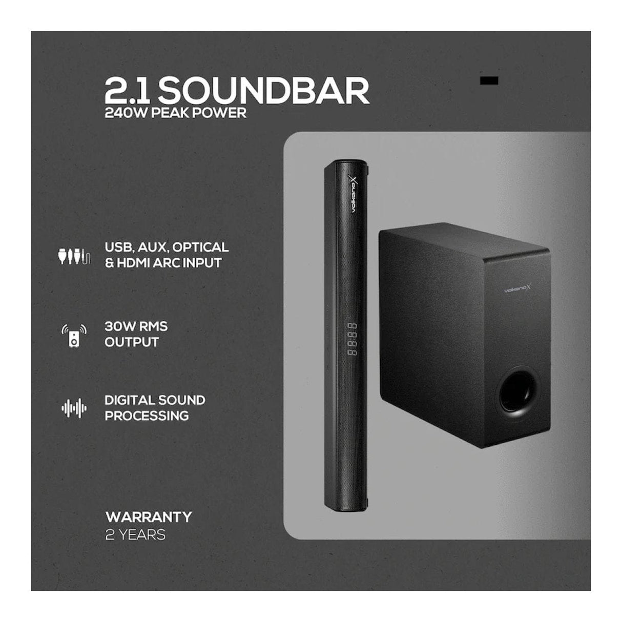 Volkano Empire 2.1 Soundbar with Wireless Sub-Woofer VXN-200-BK(V2)