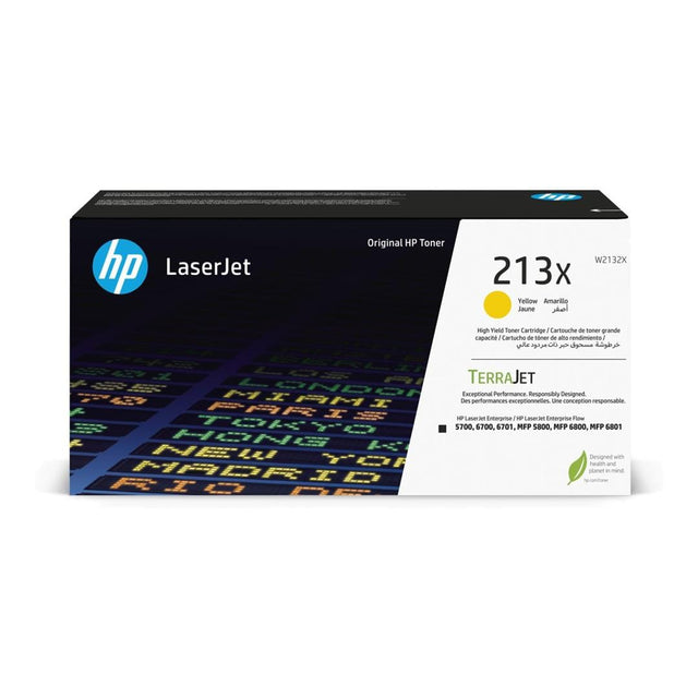 HP 213X High Yield Yellow Toner Cartridge 6,000 Pages Original W2132X Single-pack