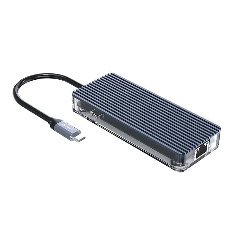 Orico Type-C 6-in-1 Transparent Multi Function Hub WB-6RJ-GY-BP