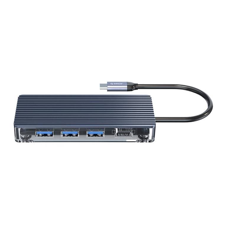 Orico 8-in-1 to Type-C Transparent Hub WB-8P-GY-BP