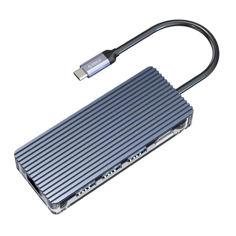 Orico 8-in-1 to Type-C Transparent Hub WB-8P-GY-BP