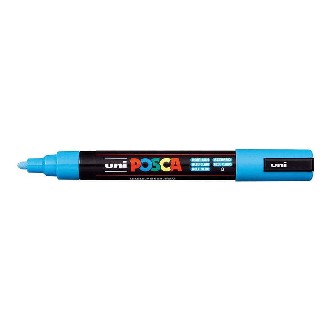 POSCA PC-5M Bullet Tip 1.8-2.5mm Medium Water Based Paint Marker - Light Blue 6-pack WBM-PC5M-LBLU