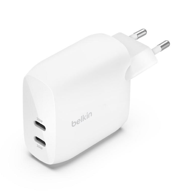 Belkin BoostCharge Pro 60W Dual-port USB Type-C with PPS Wall Charger White WCB010VFWH