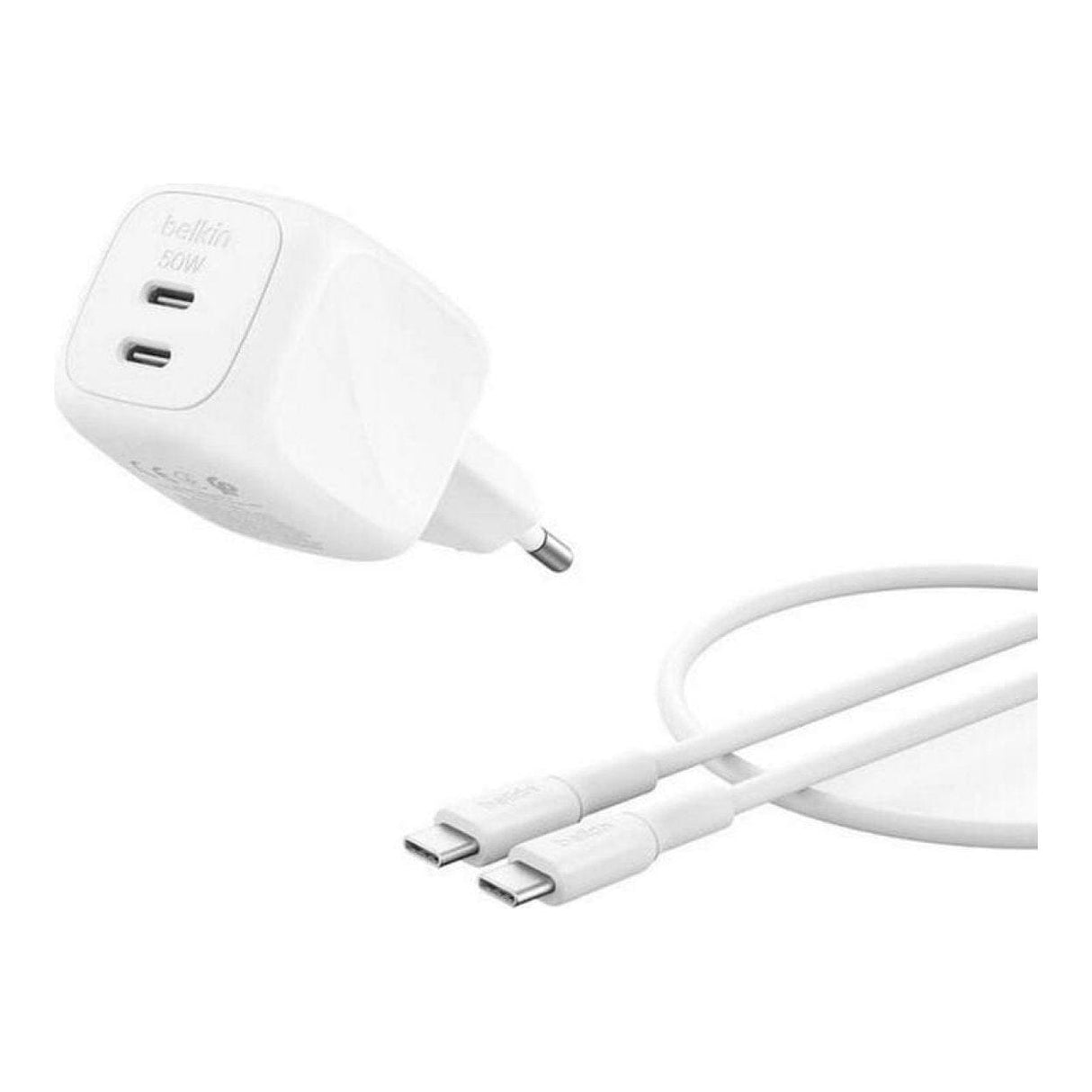 Belkin BoostCharge Pro 50W Dual Type-C GaN Charger White WCH019KQ1MWH-B6
