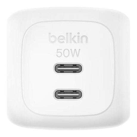 Belkin BoostCharge Pro 50W Dual Type-C GaN Charger White WCH019KQ1MWH-B6