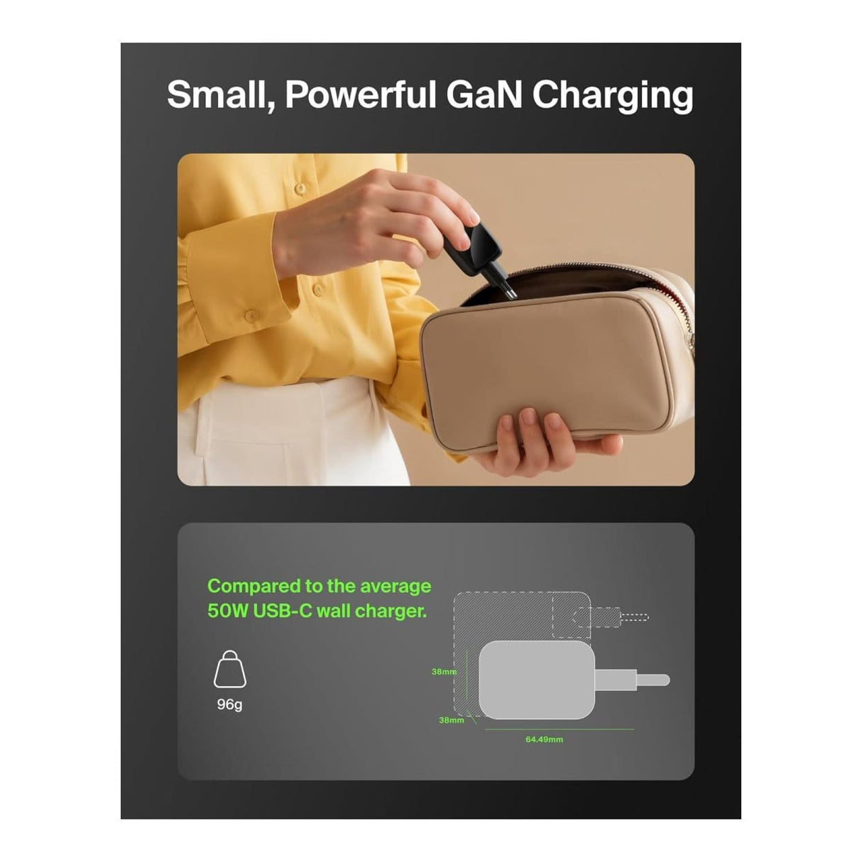 Belkin 50W Dual USB-C GaN Charger WCH019KQBK