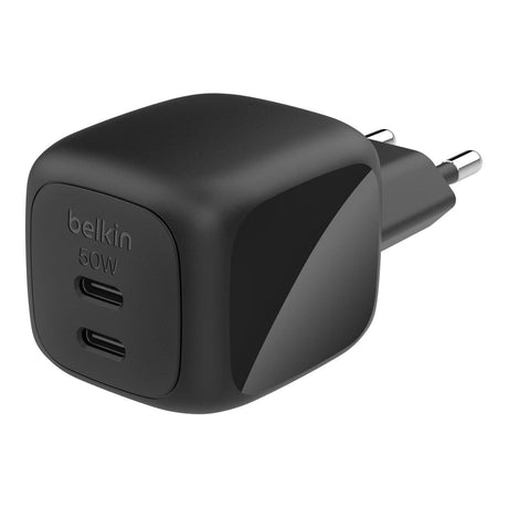 Belkin 50W Dual USB-C GaN Charger WCH019KQBK
