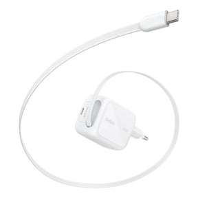 Belkin BoostCharge 45W Dual USB-C Wall Charger with Rectractable Cable - White WCH023KQWH