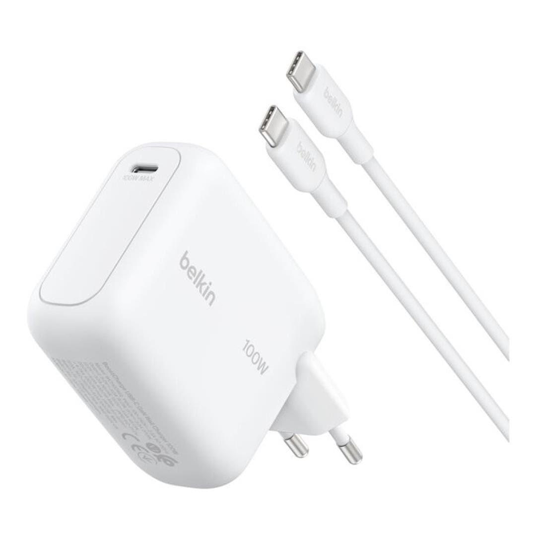 Belkin 100W GaN Wall Charger with Type-C Cable 1.5m White WCH024KQ1.5WHB6