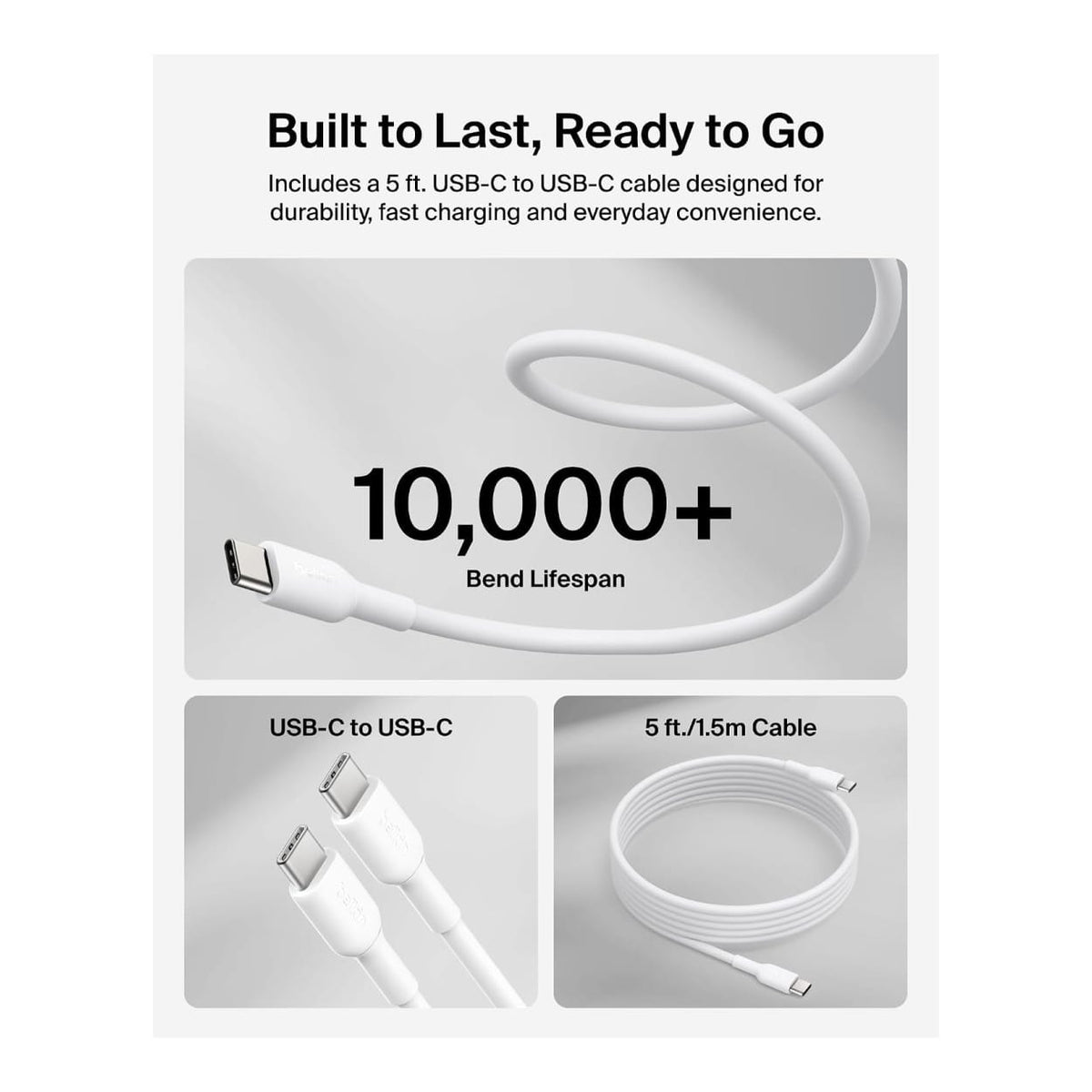Belkin BoostCharge 100W GaN Wall Charger with Type-C Cable White WCH025KQ1.5WHB6