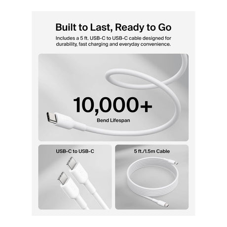 Belkin BoostCharge 100W GaN Wall Charger with Type-C Cable White WCH025KQ1.5WHB6