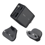 Belkin UltraCharge 70W GaN Wall Charger with Retractable USB-C Cable USB-C and USB-A Ports UK and EU Plugs Black WCH028HQBK