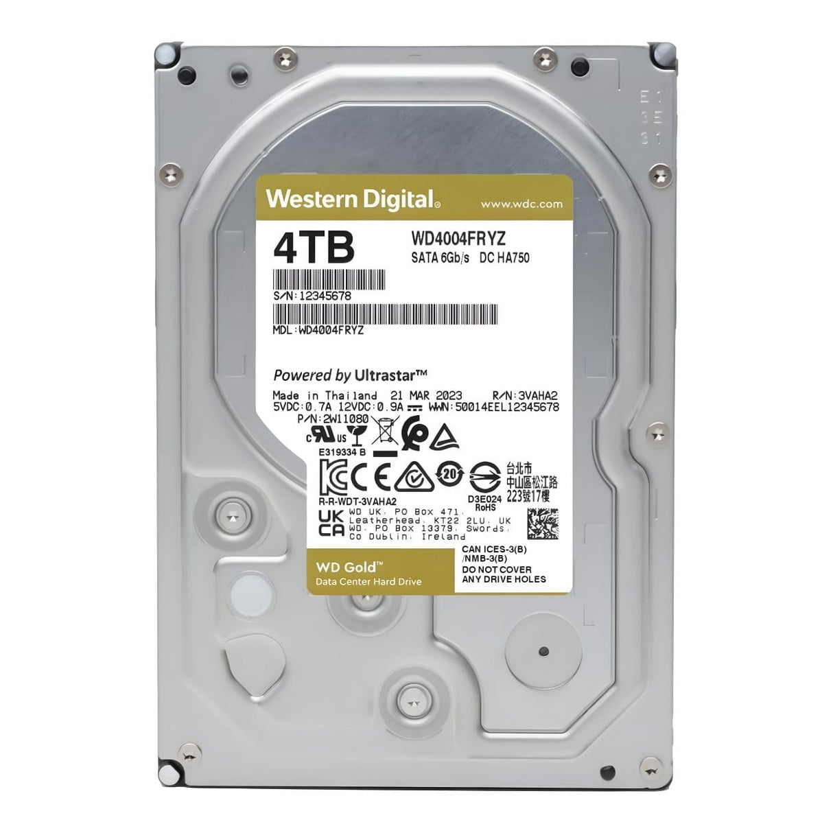 WD Gold WD4004FRYZ 4TB 3.5-inch Serial ATA III Internal Hard Drive