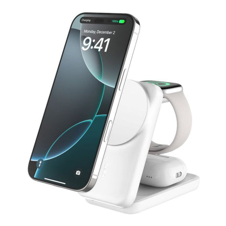 Belkin UltraCharge 25W 3-in-1 Qi2 Square Magnetic Charger White WIZ036KQWH