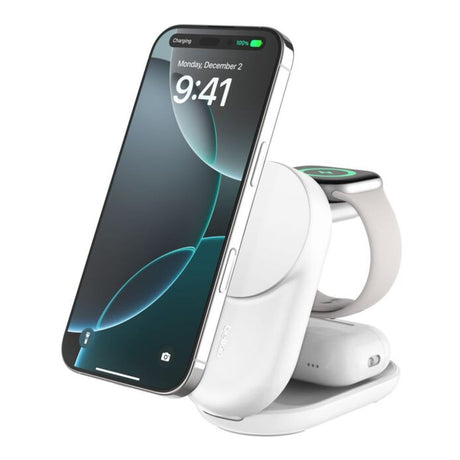 Belkin UltraCharge 25W 3-in-1 Qi2 Round Magnetic Charger White WIZ037KQWH