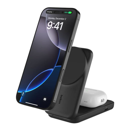 Belkin UltraCharge 25W 2-in-1 Qi2 Square Magnetic Charger Black WIZ038KQBK