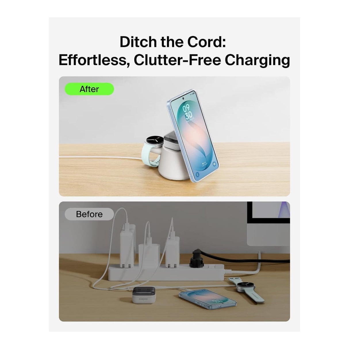 Belkin UltraCharge 3-in-1 Qi2 25W Wireless Charging Station White WIZ052KQWH