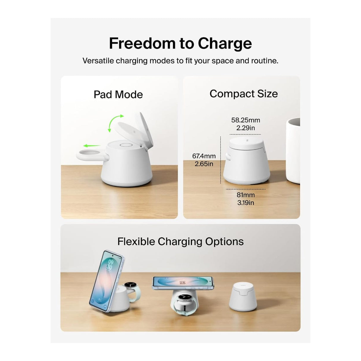 Belkin UltraCharge 3-in-1 Qi2 25W Wireless Charging Station White WIZ052KQWH