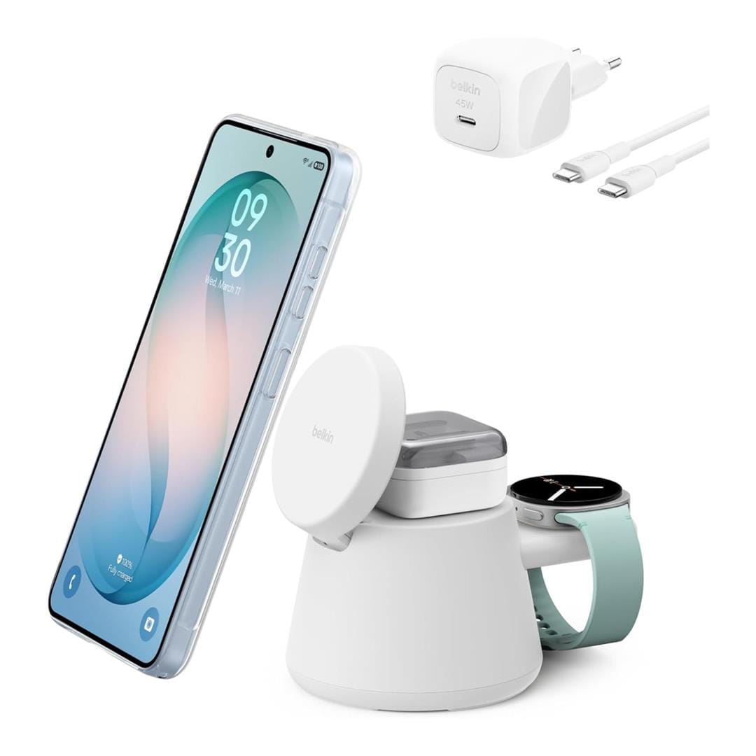 Belkin UltraCharge 3-in-1 Qi2 25W Wireless Charging Station White WIZ052KQWH