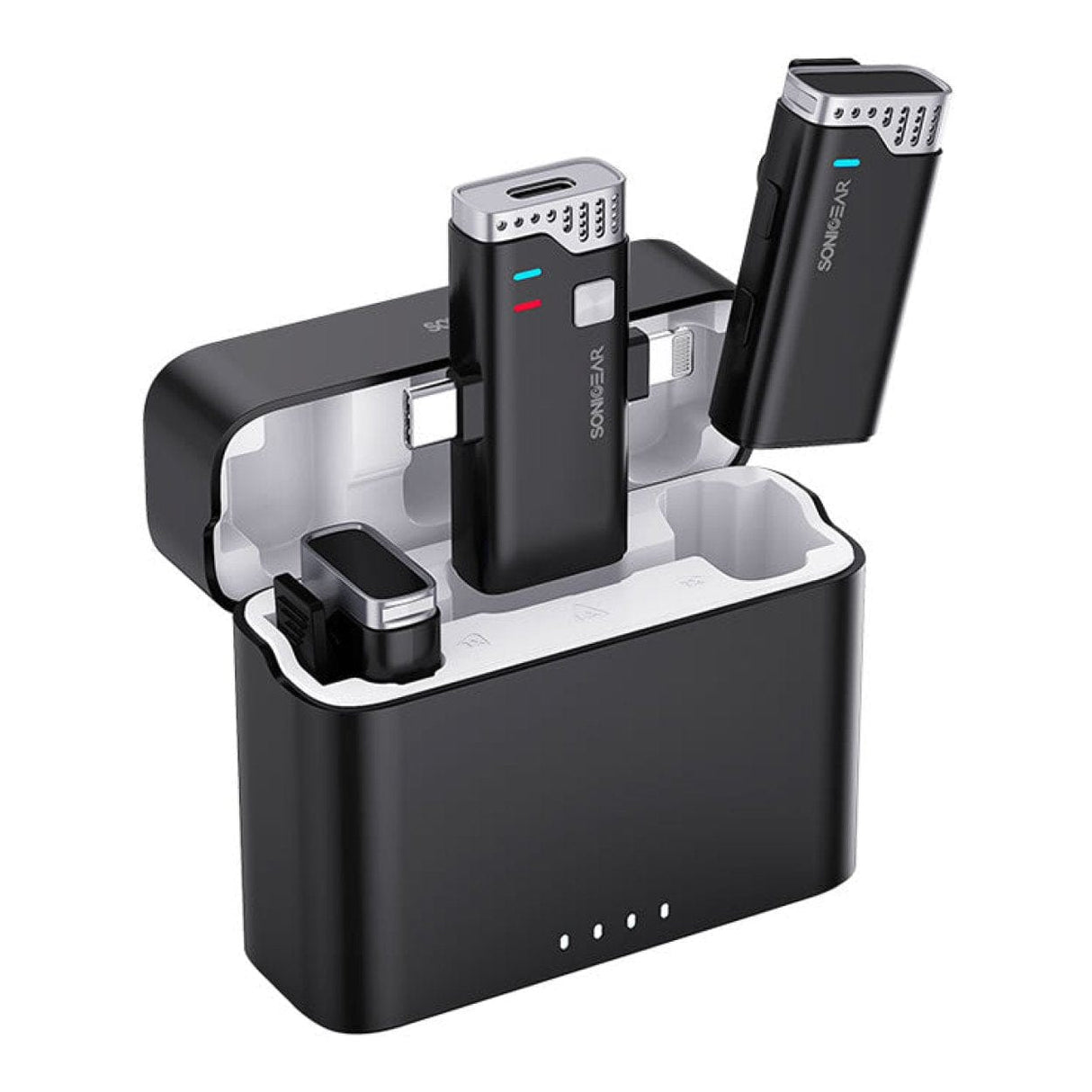 SonicGear WLM 3000 Duo Wireless Clip-on Microphone with Charging Case WLM3000DUOBLK