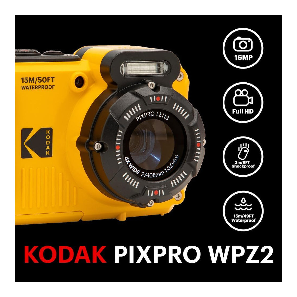 Kodak PIXPRO WPZ2YL 16MP Waterproof Digital Camera