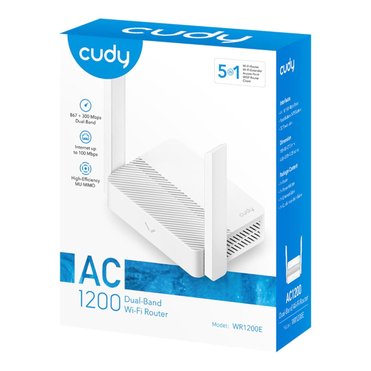 Cudy WR1200E AC1200 Wi-Fi 5 Wireless Router - Dual-band 2.4GHz and 5GHz Gigabit Ethernet White