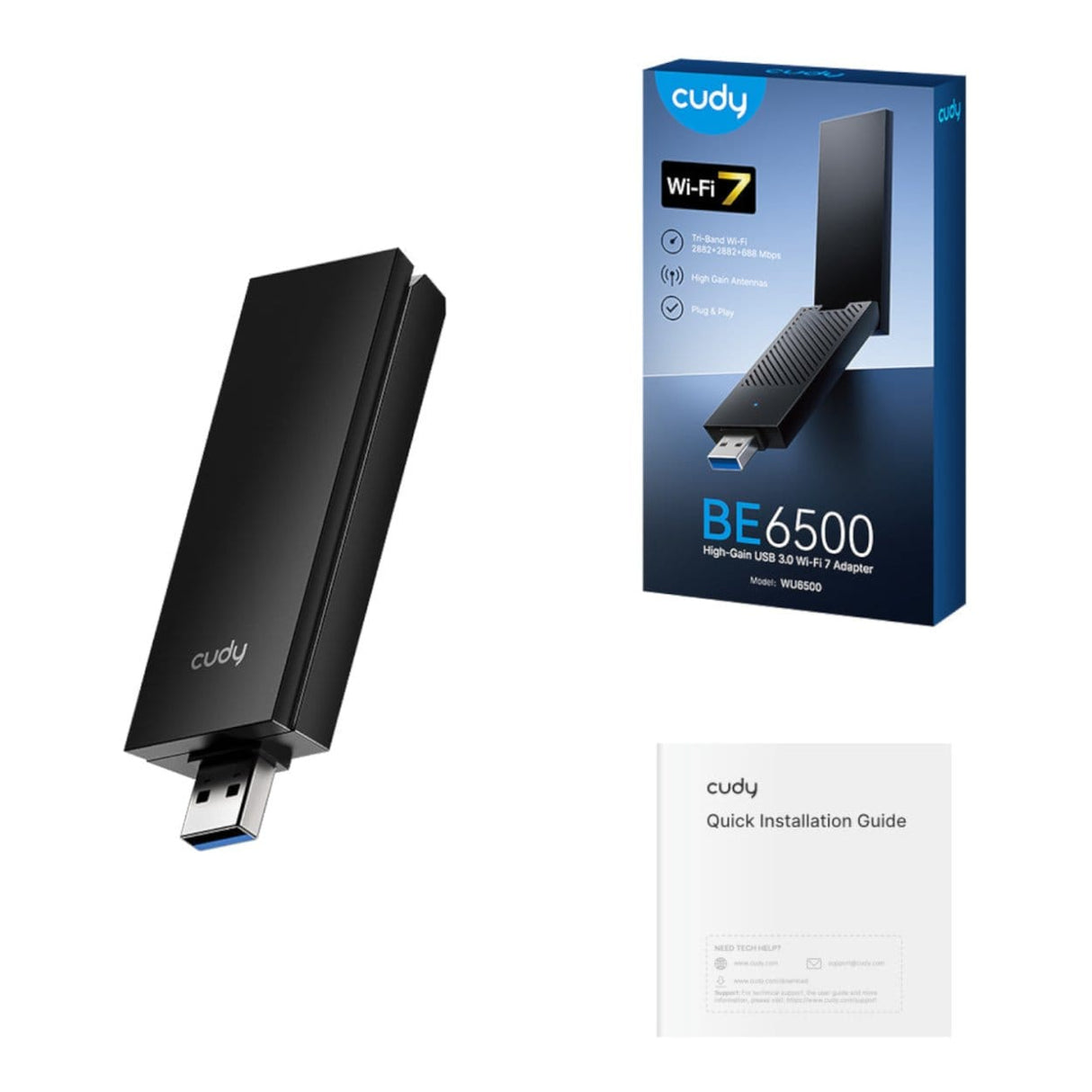 Cudy WU6500 BE6500 Tir-Band Wi-Fi 7 USB 3.0 Adapter