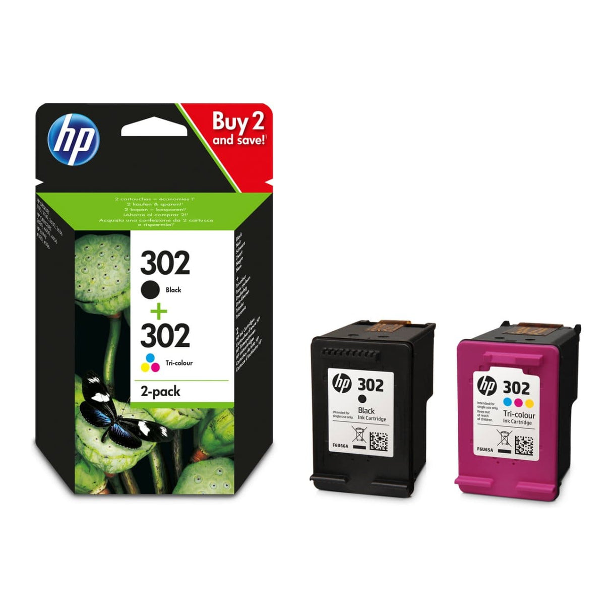HP 302 Tri-Colour and Black Printer Ink Cartridges Original X4D37AE Multi-pack