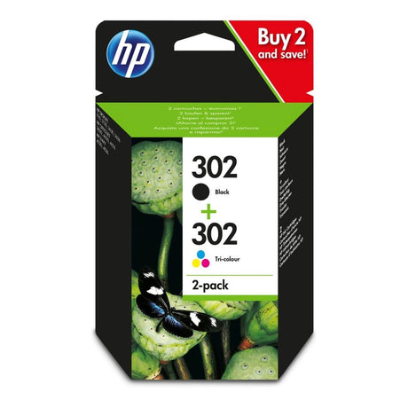 HP 302 Tri-Colour and Black Printer Ink Cartridges Original X4D37AE Multi-pack