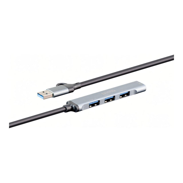 LinkQnet 1-port USB 3.0 + 3-port USB 2.0 Aluminium Hub XF-AHUB202