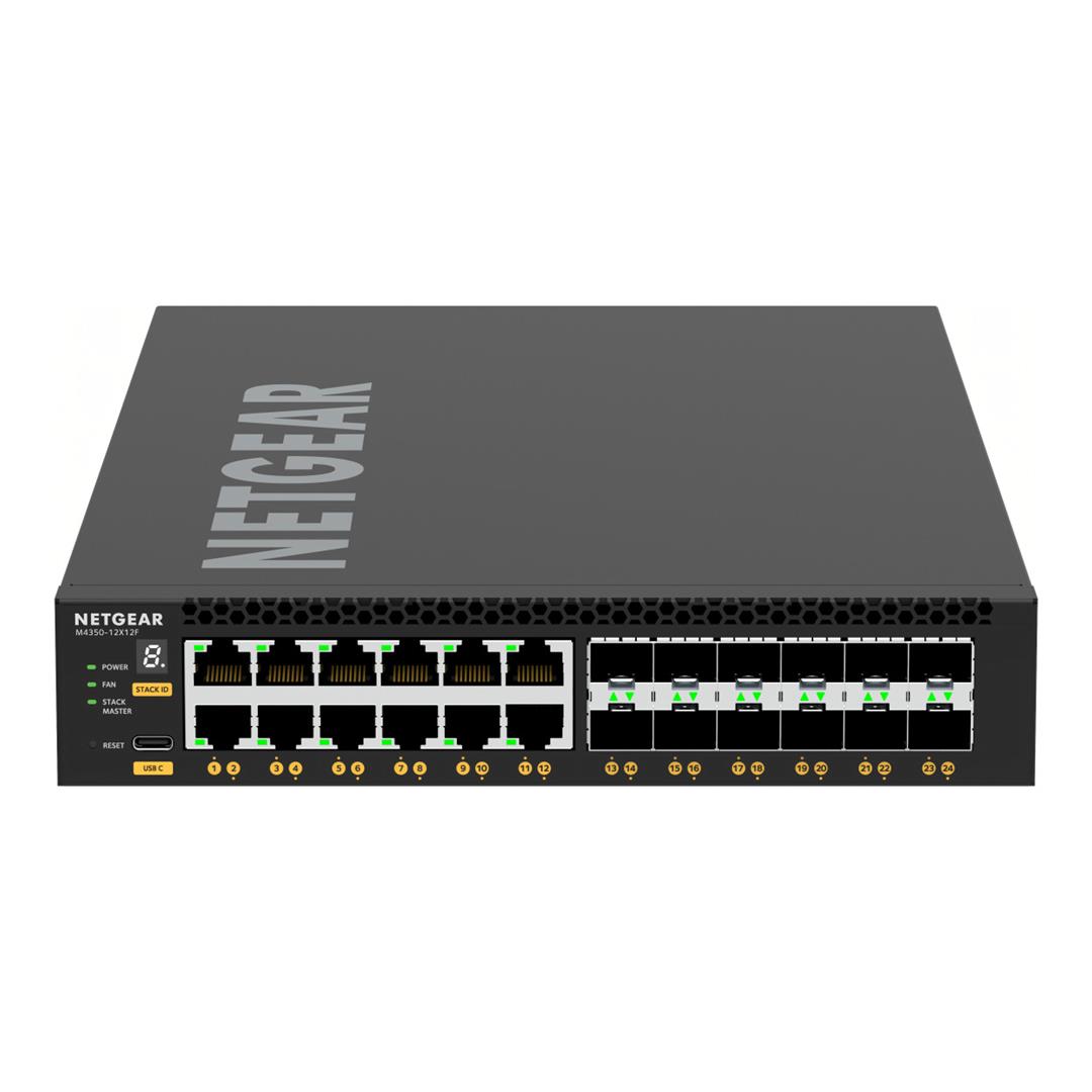 Netgear M4350-12X12F 24-Port 10G RJ45 SFP+ Managed AV Network Switch XSM4324-100NES