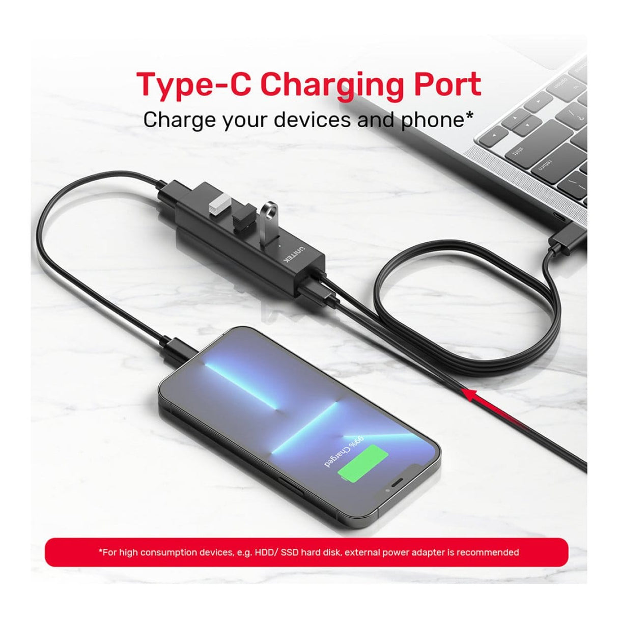 Unitek Y-3089V01 1.2m 4-in-1 USB-A 5Gbps Hub