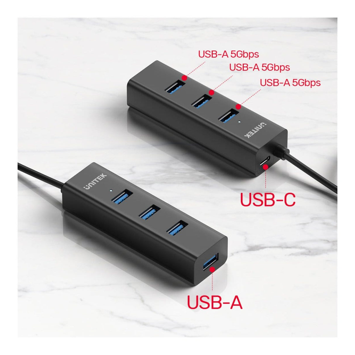 Unitek Y-3089V01 1.2m 4-in-1 USB-A 5Gbps Hub