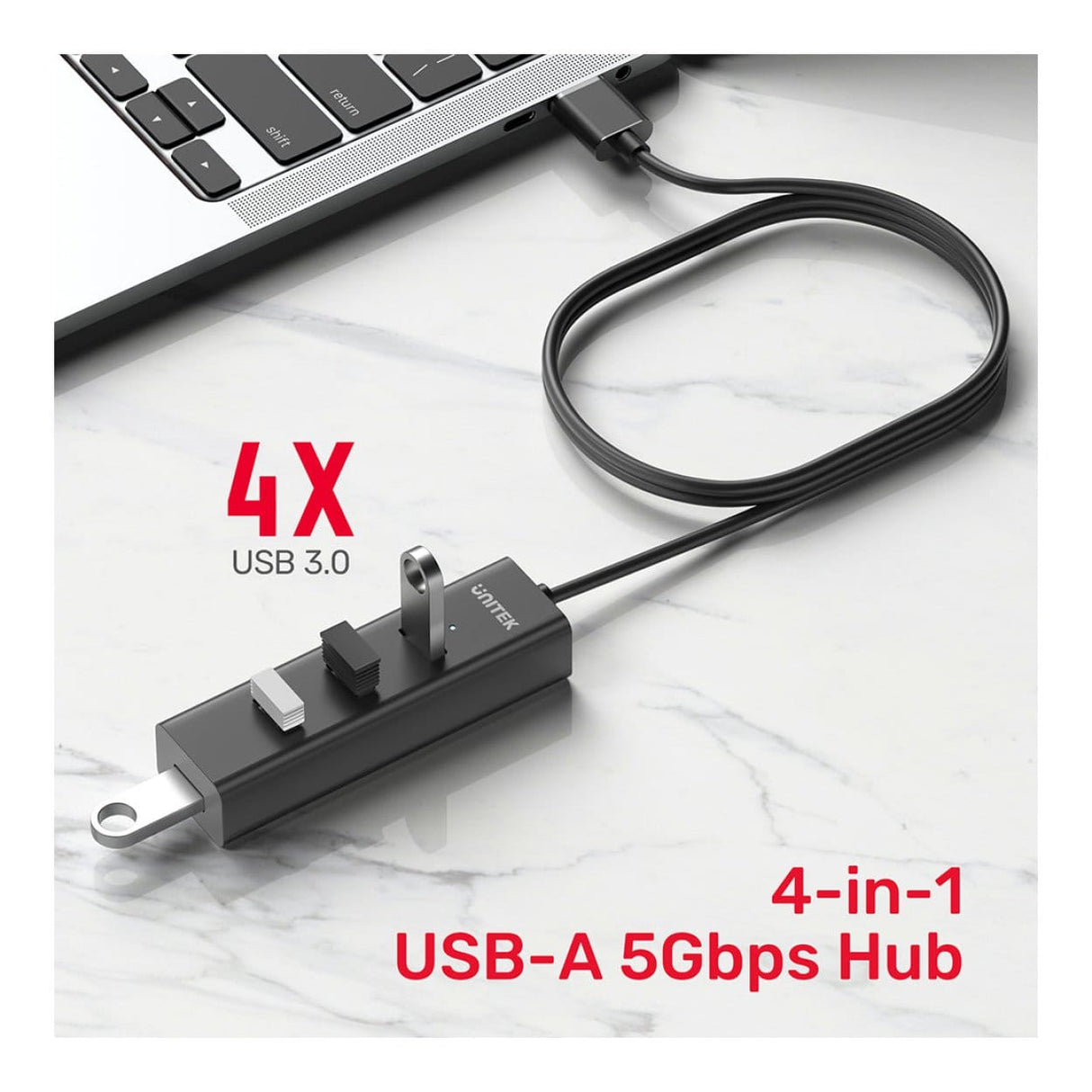 Unitek Y-3089V01 1.2m 4-in-1 USB-A 5Gbps Hub