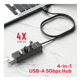 Unitek Y-3089V01 1.2m 4-in-1 USB-A 5Gbps Hub